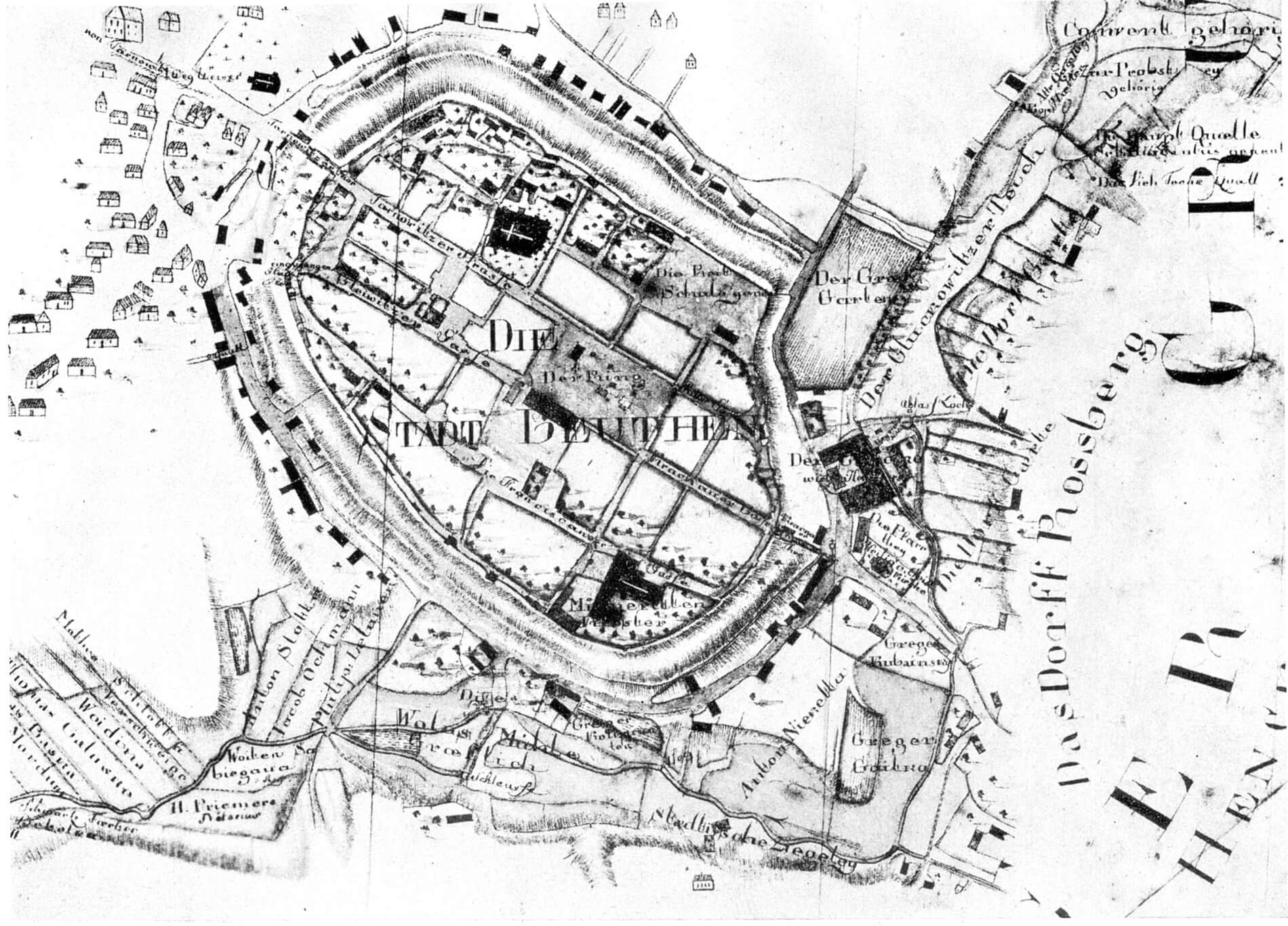 Mapa Bytomia z 1788 r.