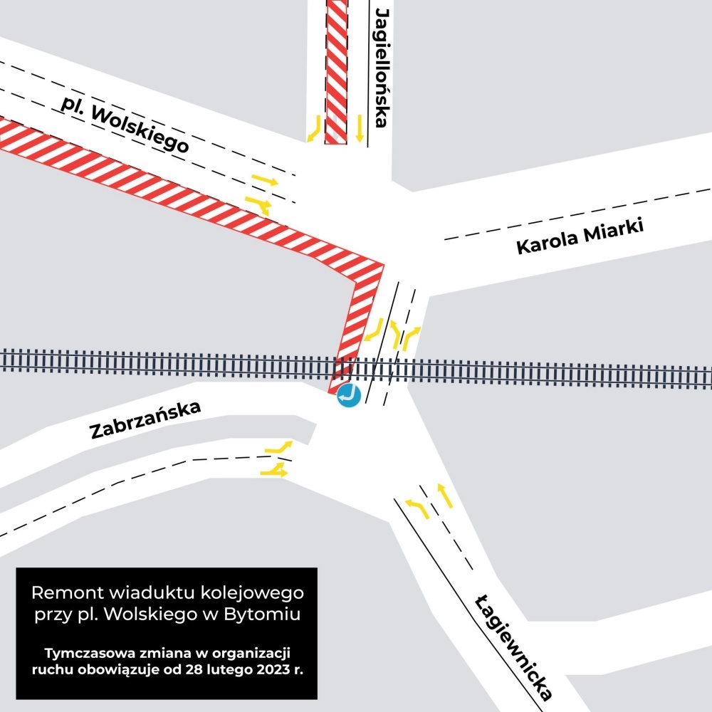 Przebudowa wiaduktu na Zamłyniu. Zmiany w organizacji ruchu. Fot. UM w Bytomiu