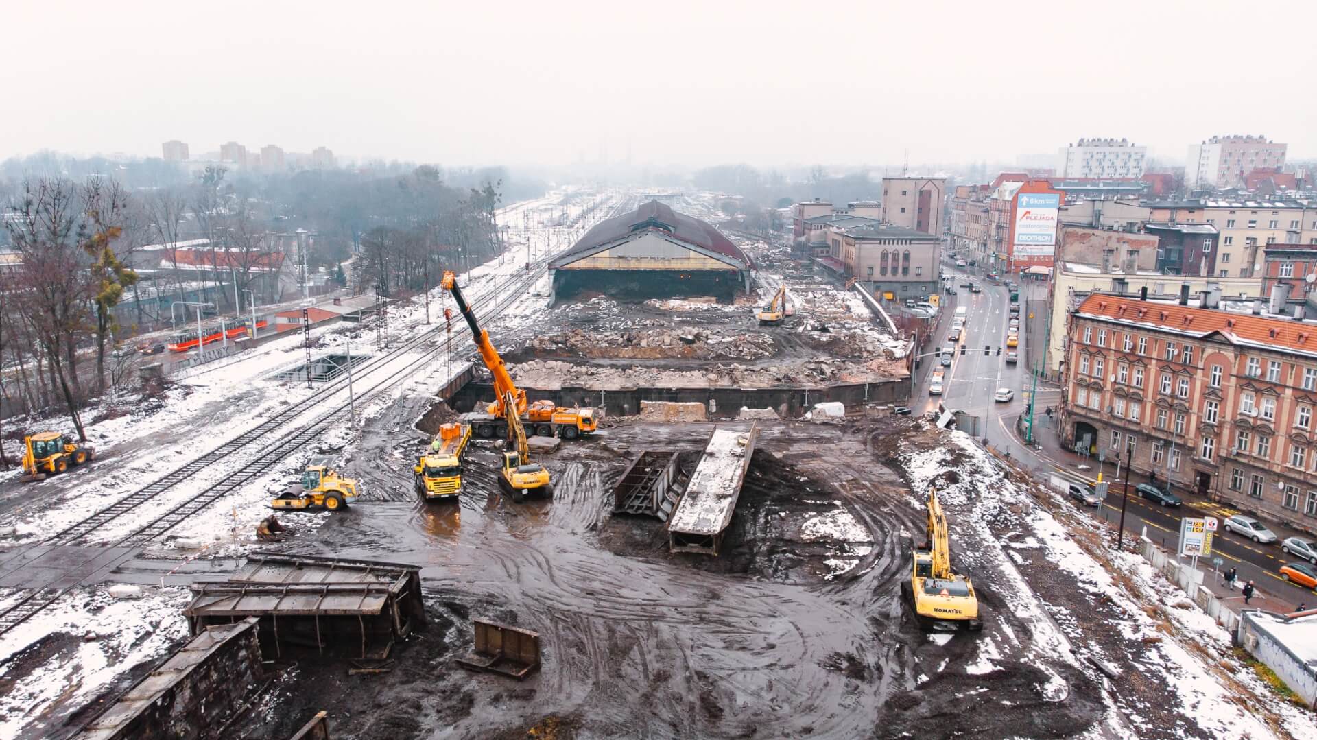 Rozbiórka wiaduktu w Bytomiu