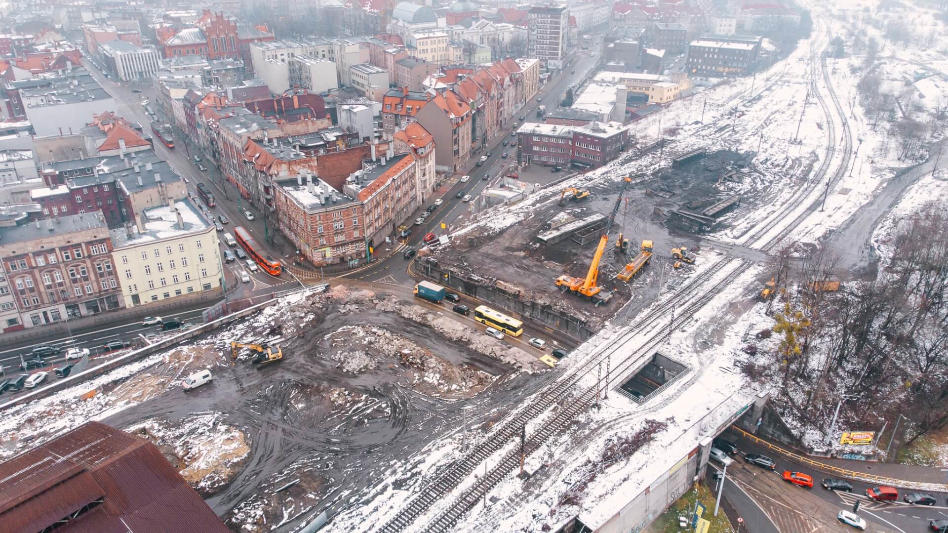 Rozbiórka wiaduktu w Bytomiu