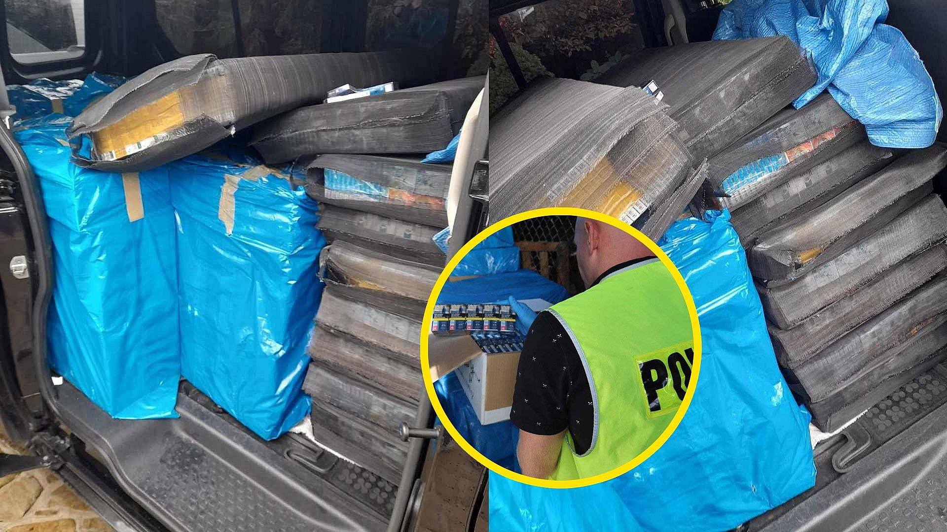 Nielegalne papierosy w samochodzie Nielegalne papierosy w samochodzie