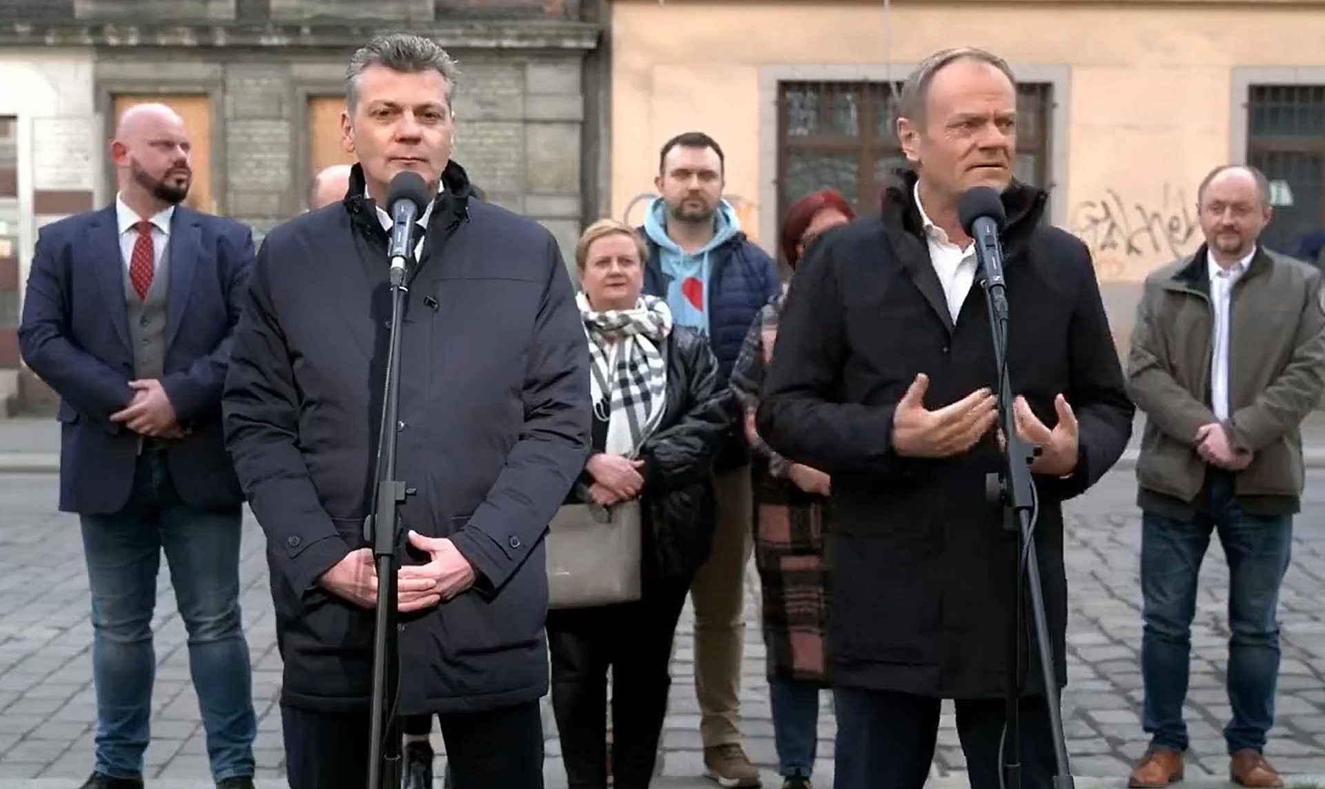 Donald Tusk Mariusz Wołosz w Bytomiu Donald Tusk Mariusz Wołosz w Bytomiu