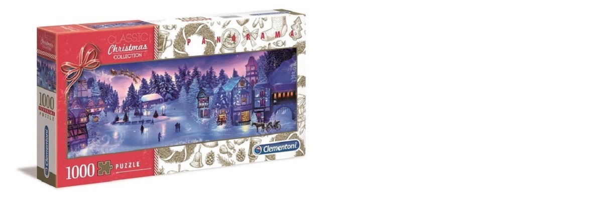świąteczne puzzle z panoramą na ośnieżone miasteczko