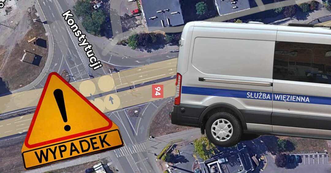 Nocny wypadek konwoju Służby Więziennej na jednym z bytomskich skrzyżowań