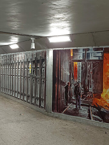 W przejściu podziemnym pod bytomskim dworcem powstają murale W przejściu podziemnym pod bytomskim dworcem powstają murale