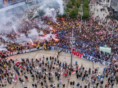 Polonia, GKS, Ruch, Górnik i Zagłębie razem przeciw migracji Katowice. Manifestacja pod hasłem: „Stop imigracji”. 19 lipca 2025.