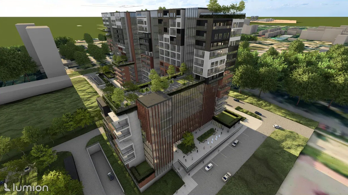 Wizualizacja planowanych wieżowców przy ul. Łużyckiej w Bytomiu