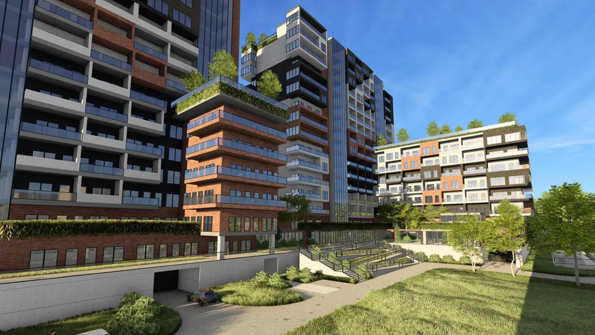 Wizualizacja planowanych wieżowców przy ul. Łużyckiej w Bytomiu