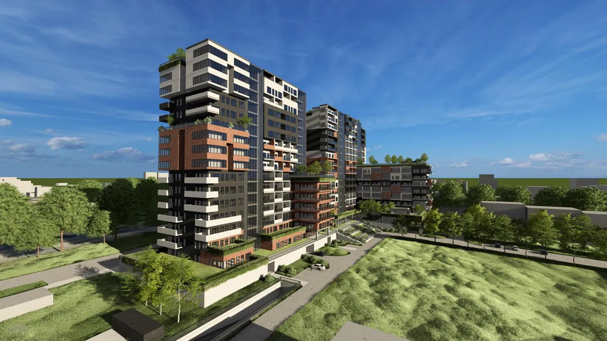 Wizualizacja planowanych wieżowców przy ul. Łużyckiej w Bytomiu