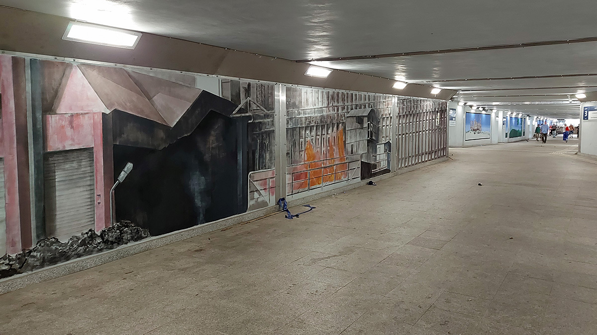 W przejściu podziemnym pod bytomskim dworcem powstają murale