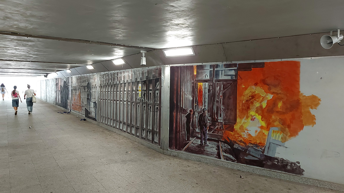 W przejściu podziemnym pod bytomskim dworcem powstają murale