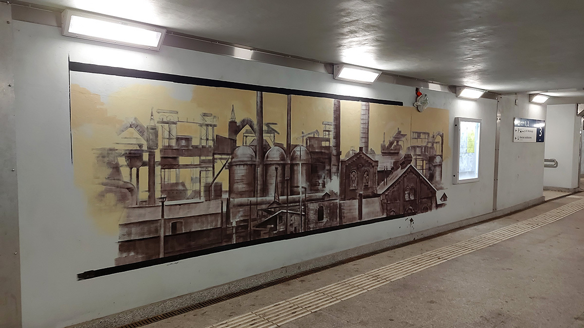 W przejściu podziemnym pod bytomskim dworcem powstają murale