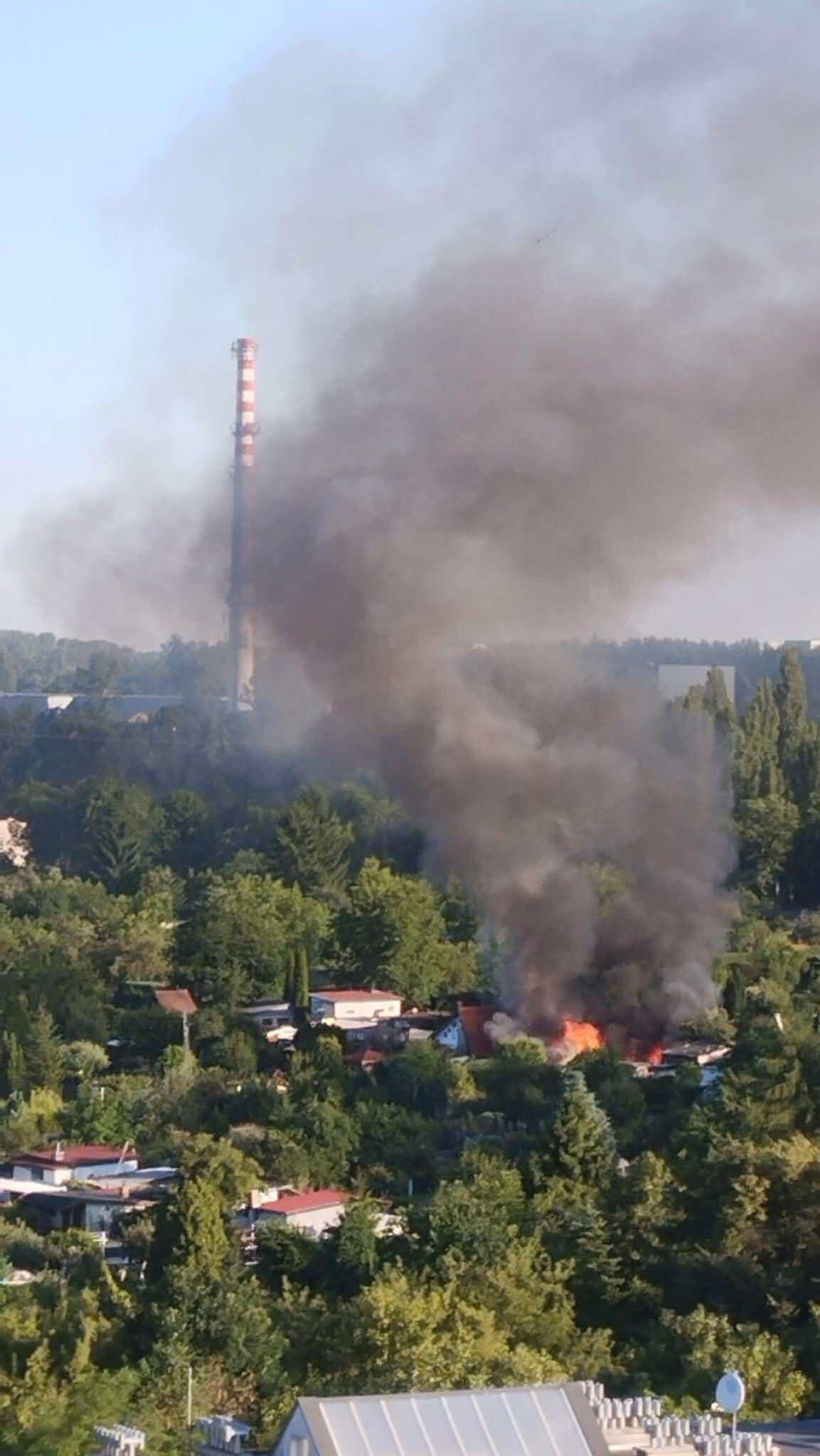 Pożar w ogródkach działkowych przy ul. Zabrzańskiej w Bytomiu