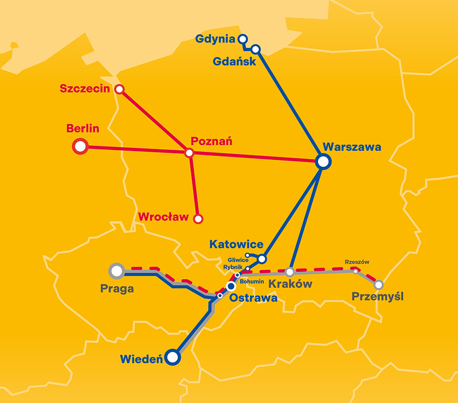 Planowane połączenia RegioJet w Polsce